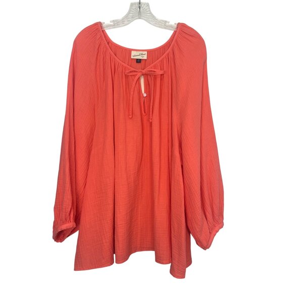 Universal Thread Womens Peasant Blouse Boho Coral Size 4X New - Picture 1 of 9